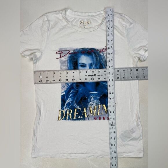 Guess Dreaming Denim Is Are World Graphic T-shirt Women XS White Short Sleeve - Picture 5 of 5